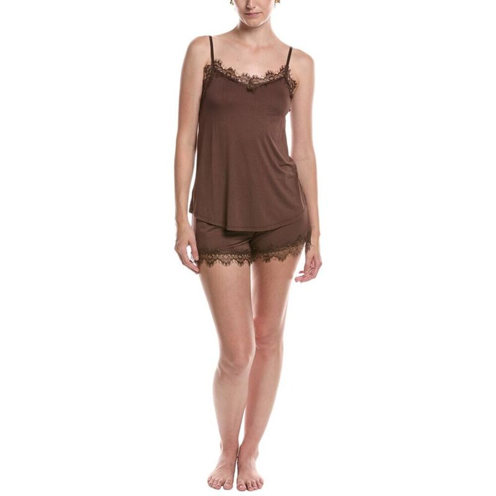 Pj Salvage Womens 2Pc Short Pajama Set, Brown